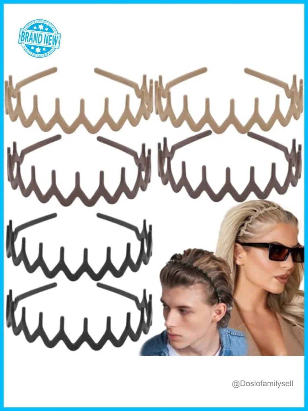 6 Pcs Zig Zag Headbands with Teeth Non Slip Stretchy Plastic Hair Accessories